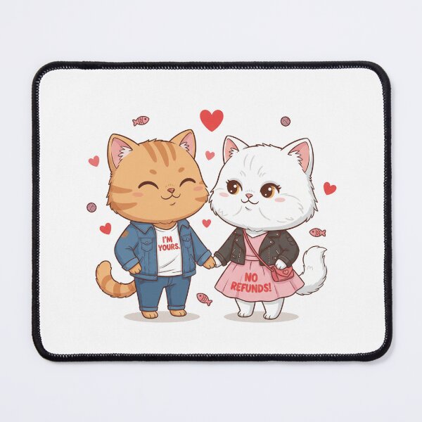 Item preview, Cat Couple Goals: "I'm Yours" & "No Refunds" Duo designed and sold by Thidagrafictic.