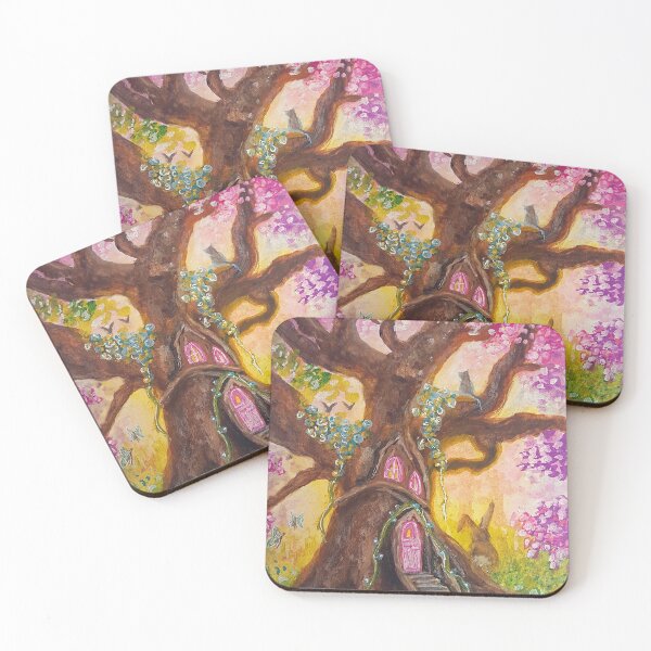 Item preview, Cute Whimsical Fairy Tree in a Pink Fairytale Forest designed and sold by ZiehrArt.