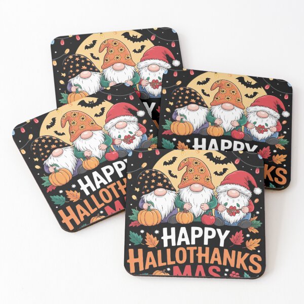Item preview, Happy Hallothanksmas Gnomes Halloween Thanksgiving Christmas 01  designed and sold by RuthGAArt.