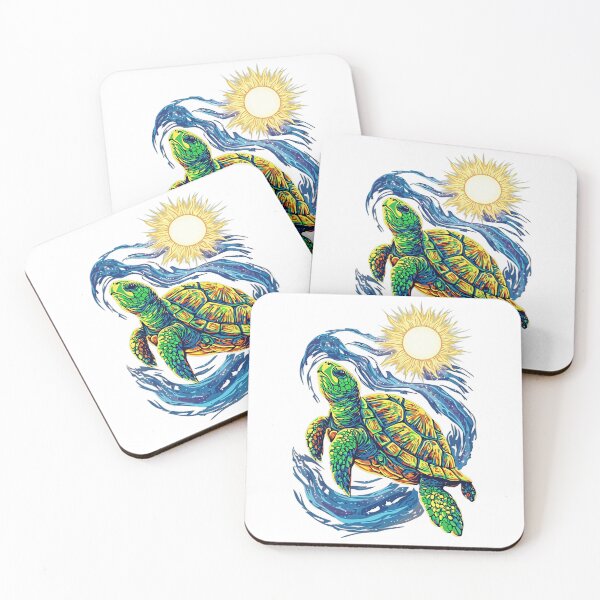Item preview,  Vibrant Golden Turtle Swimming Through Flowing Blue Ocean Waves designed and sold by zoughlal.