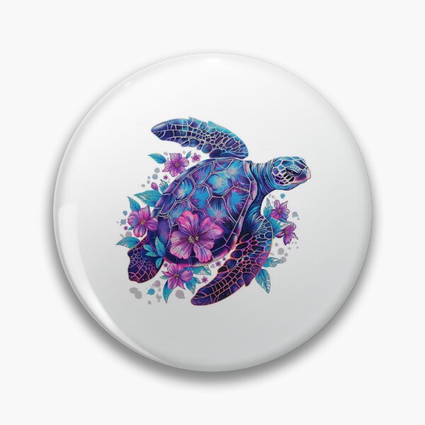 Item preview,  Galaxy Shell Sea Turtle with Purple Cosmic Flowers and Blue Flippers designed and sold by zoughlal.