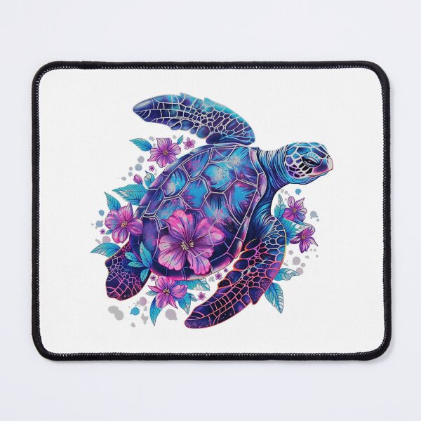 Item preview, Galaxy Shell Sea Turtle with Purple Cosmic Flowers and Blue Flippers designed and sold by zoughlal.