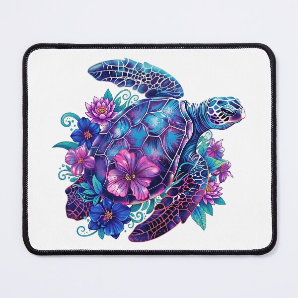 Item preview, Cosmic Floral Sea Turtle Style with Purple Galaxy Shell designed and sold by zoughlal.