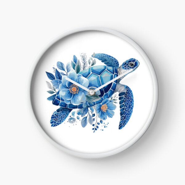 Item preview,  Elegant Blue Watercolor Turtle with Soft Floral Botanical Arrangement designed and sold by zoughlal.