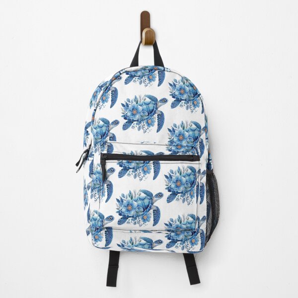Item preview, Elegant Blue Watercolor Turtle with Soft Floral Botanical Arrangement designed and sold by zoughlal.