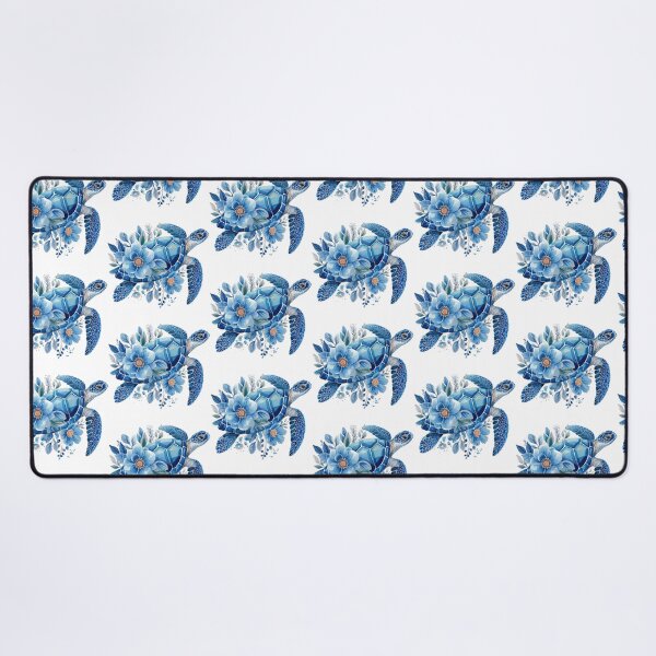 Item preview, Elegant Blue Watercolor Turtle with Soft Floral Botanical Arrangement designed and sold by zoughlal.