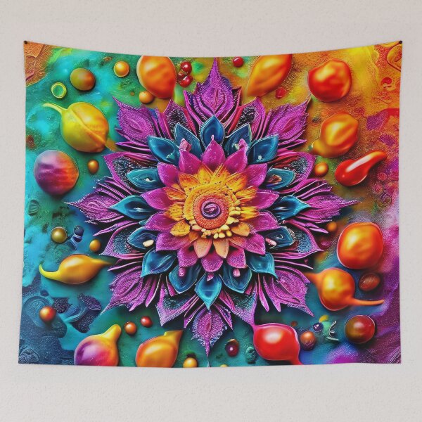 Item preview, Colorful flower center surrounded by fruit designed and sold by Mianku | Für das Leben.