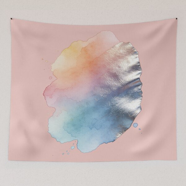Item preview, Ethereal Abstract Watercolor Splash with Metallic Silver Foil Texture Art designed and sold by Cherrydora.