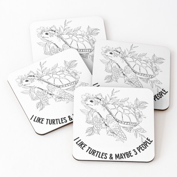 Item preview,  I Like Turtles and Maybe Three People Funny Introvert Line Art designed and sold by zoughlal.