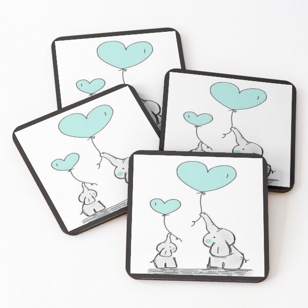 Item preview, Drawing of two elephants with  heart balloons  designed and sold by NivyasArtistry.