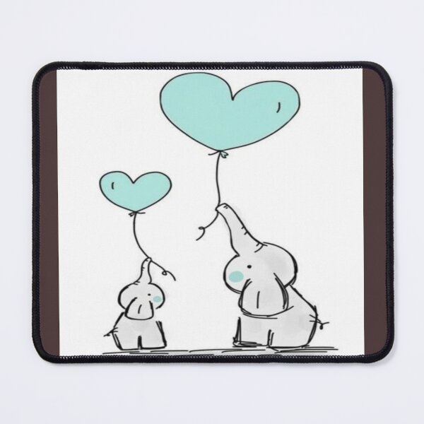 Item preview, Drawing of two elephants with heart balloons designed and sold by NivyasArtistry.