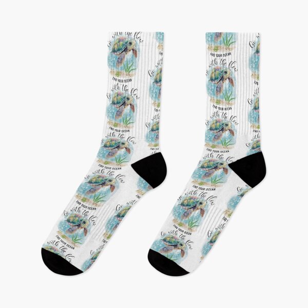 Item preview,  Go With the Flow Find Your Ocean Watercolor Baby Turtle Beach Scene designed and sold by zoughlal.