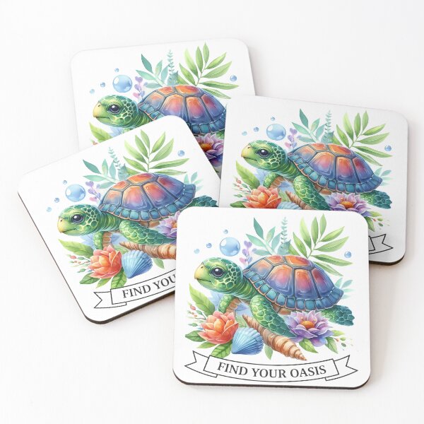 Item preview,  Find Your Oasis Tropical Turtle with Gradient Shell and Exotic Flowers designed and sold by zoughlal.