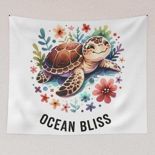 Item preview,  Ocean Bliss Happy Smiling Turtle Surrounded by Wildflowers designed and sold by zoughlal.
