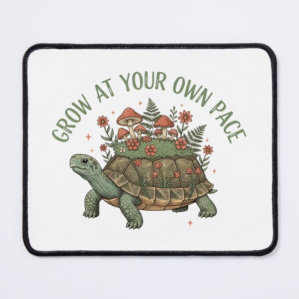 Item preview, Grow at Your Own Pace Tortoise with Mushroom and Flower Garden designed and sold by zoughlal.