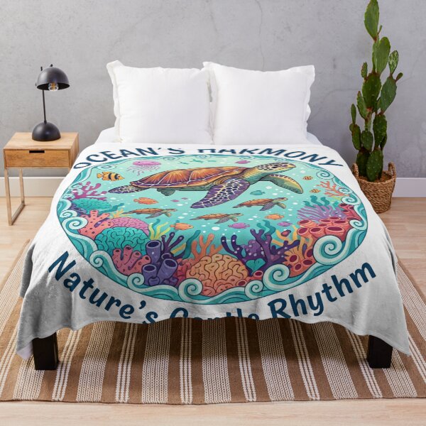 Item preview, Ocean's Harmony Nature's Gentle Rhythm Turtle Family Coral Reef Circle designed and sold by zoughlal.