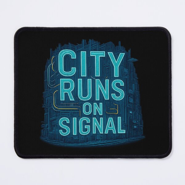 Item preview, City Runs on Signal - Cyberpunk Neon Typography designed and sold by MKreative Studio.