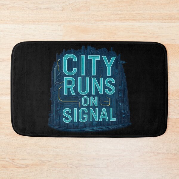Item preview, City Runs on Signal - Cyberpunk Neon Typography designed and sold by MKreative Studio.