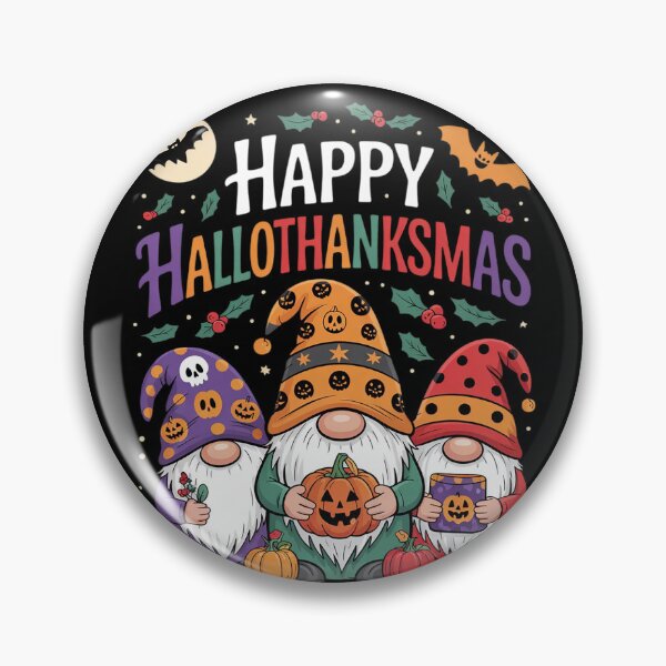 Item preview, Happy HalloThanksMas Gnomes Halloween Thanksgiving Christmas designed and sold by RuthGAArt.