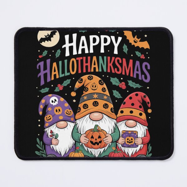 Item preview, Happy HalloThanksMas Gnomes Halloween Thanksgiving Christmas designed and sold by RuthGAArt.
