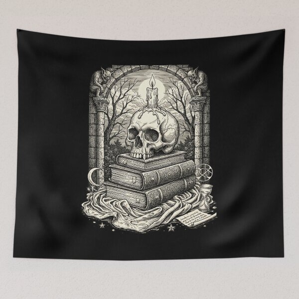 Item preview, Skull Candle on Books designed and sold by Apocalyptik Designs .