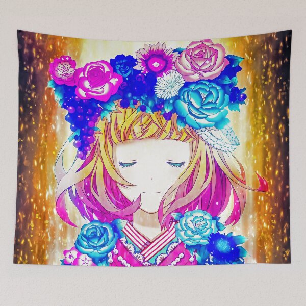 Item preview, Shiemi Moriyama Blue Exorcist Anime Girl Floral Fantasy Golden Aura Serenity designed and sold by Tokyonomad.