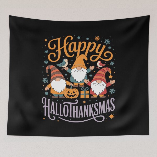 Item preview, HAPPY HALLOTHANKSMAS Gnomes Halloween Thanksgiving Christmas6  designed and sold by RuthGAArt.