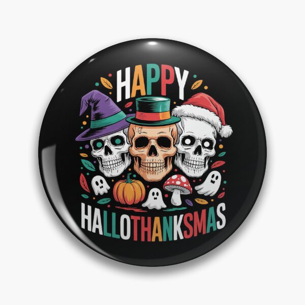 Item preview, halloween thanksgiving christmas happy hallothanksmas skull  designed and sold by RoyTill0Art.