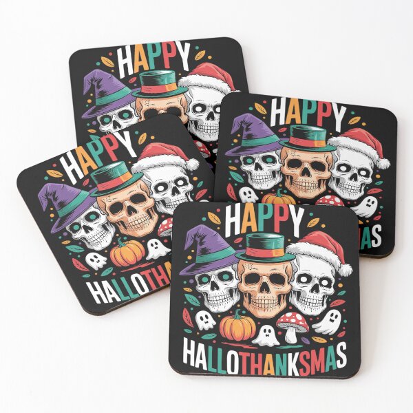 Item preview, halloween thanksgiving christmas happy hallothanksmas skull  designed and sold by RoyTill0Art.