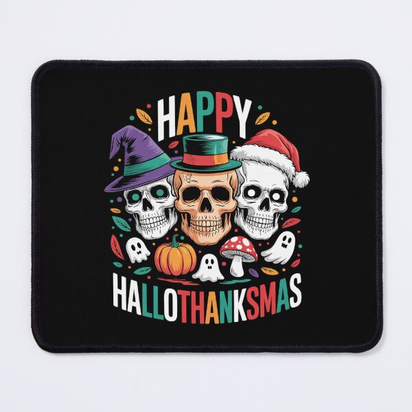 Item preview, halloween thanksgiving christmas happy hallothanksmas skull designed and sold by RoyTill0Art.
