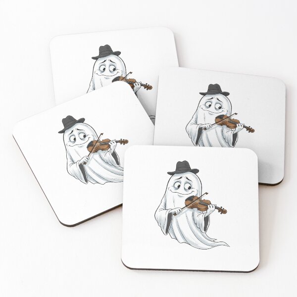 Item preview, Cute Ghost Playing Violin Expressive Music Cartoon Illustration designed and sold by hn79.