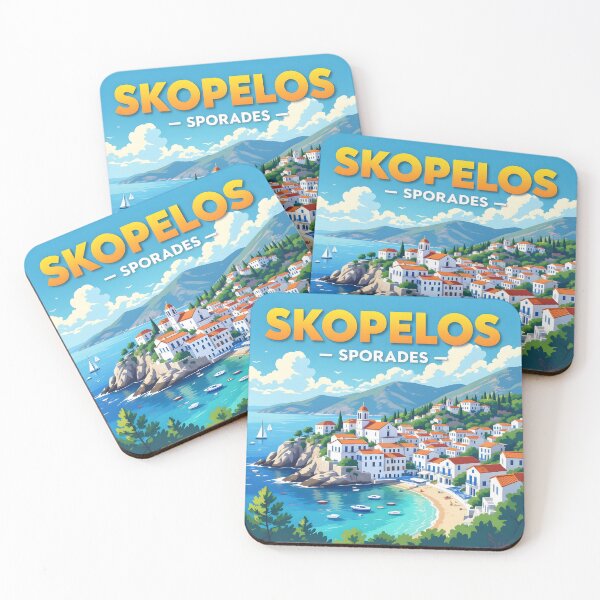Item preview, Skopelos, Greece: Vintage-Style Painterly Travel Poster designed and sold by LSVart.