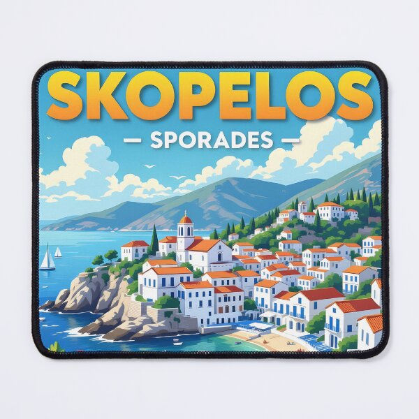 Item preview, Skopelos, Greece: Vintage-Style Painterly Travel Poster designed and sold by LSVart.
