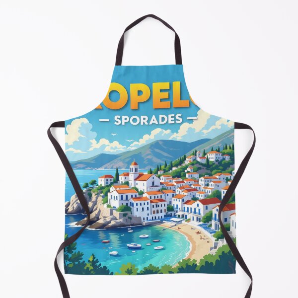 Item preview, Skopelos, Greece: Vintage-Style Painterly Travel Poster designed and sold by LSVart.