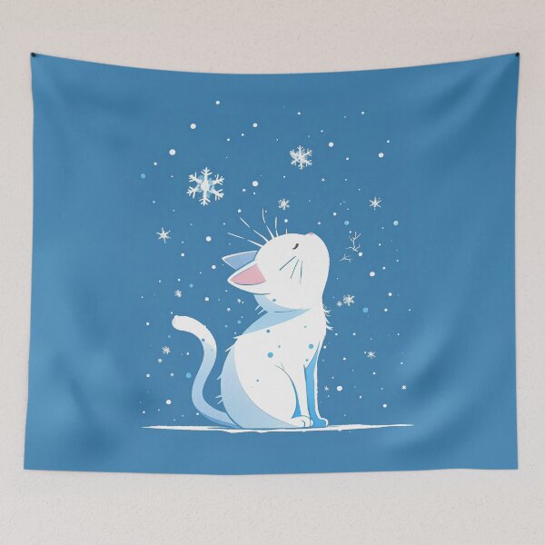 Item preview, Cold Winter Night Cat – Minimal Snowfall Silhouette Illustration designed and sold by Windy-market.