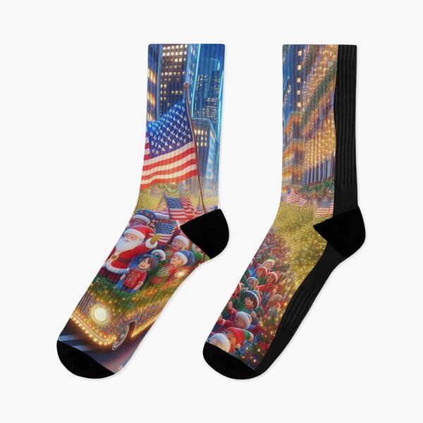 Item preview, New York Christmas Parade – Cute 3D Holiday Celebration with USA Flag ,  designed and sold by PaintMeWorld.