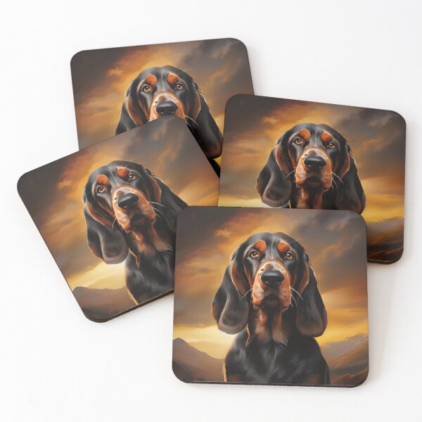 Item preview, Majestic Bloodhound against a dramatic mountain landscape designed and sold by Mianku | Für das Leben.
