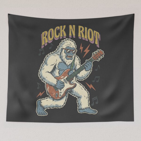 Item preview, Rock N Riot Yeti Playing Electric Guitar Retro designed and sold by tollaru.