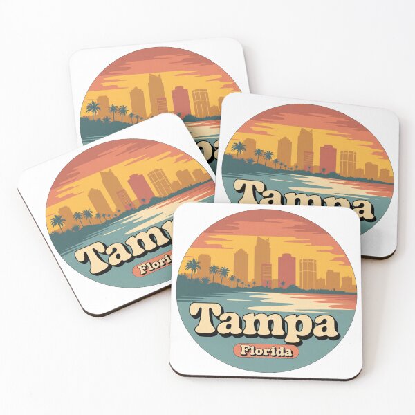 Item preview, Tampa Florida Retro Sunset Skyline - Vintage Cityscape & Palm Trees designed and sold by CircinusStore.