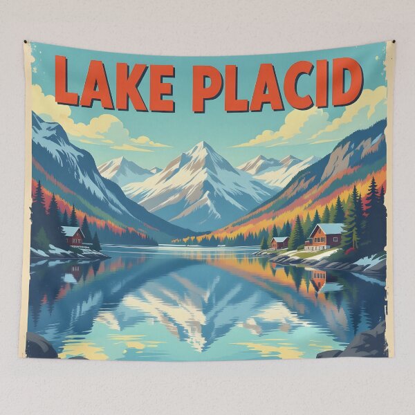 Item preview, Lake Placid, Adirondacks, USA: Vintage-Style Painterly Travel Poster designed and sold by LSVart.