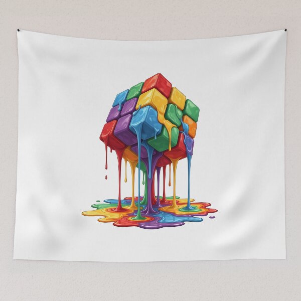 Item preview, Melting Colorful Puzzle Cube - Retro 80s Surreal Art designed and sold by Latikshop.