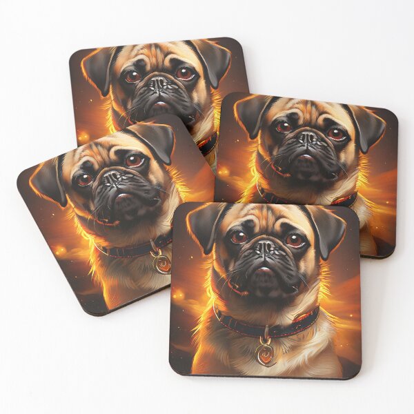 Item preview, Majestic pug with a fiery background designed and sold by Mianku | Für das Leben.