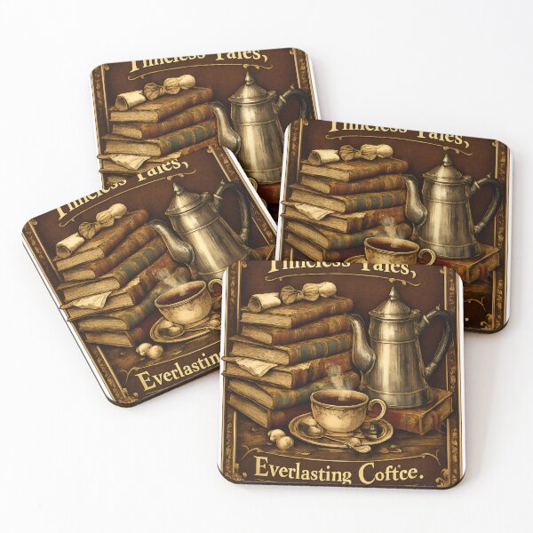 Item preview, Timeless Tales Everlasting Coffee - Vintage Book Stack Coffee Pot Art Print designed and sold by DesignRush786.