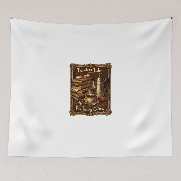 Item preview, Timeless Tales Everlasting Coffee - Vintage Book Stack Coffee Pot Art Print designed and sold by DesignRush786.