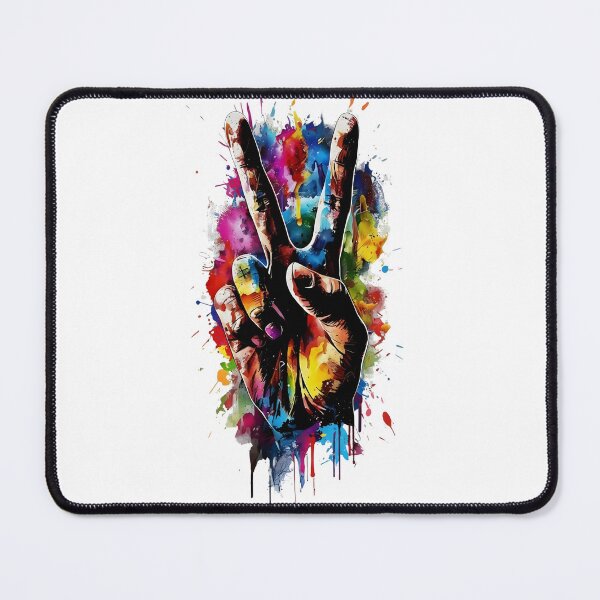 Item preview, Colorful Peace Sign Hand - Vibrant Watercolor Splatter Art designed and sold by Latikshop.
