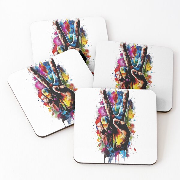 Item preview, Colorful Peace Sign Hand - Vibrant Watercolor Splatter Art designed and sold by Latikshop.