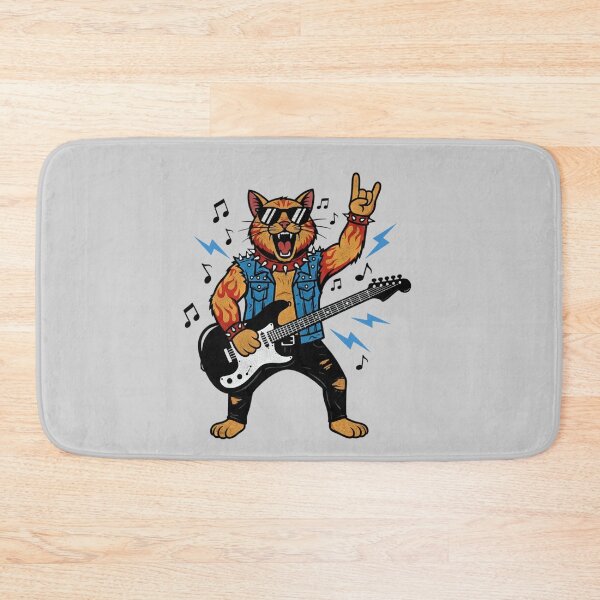Item preview, Rock Guitar Cat Metal Humor Design designed and sold by FreshVibe Prints.