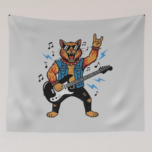 Item preview, Rock Guitar Cat Metal Humor Design designed and sold by FreshVibe Prints.