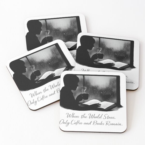 Item preview, When the World Stops - Coffee Books Rainy Window Silhouette Art Print designed and sold by DesignRush786.