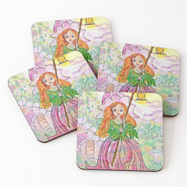 Item preview, Cute Pixie Fairy in a Pink Whimsical Village designed and sold by ZiehrArt.